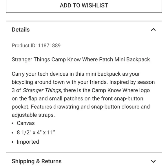 Stranger Things Canvas Backpack with Patches - Picture 2 of 2